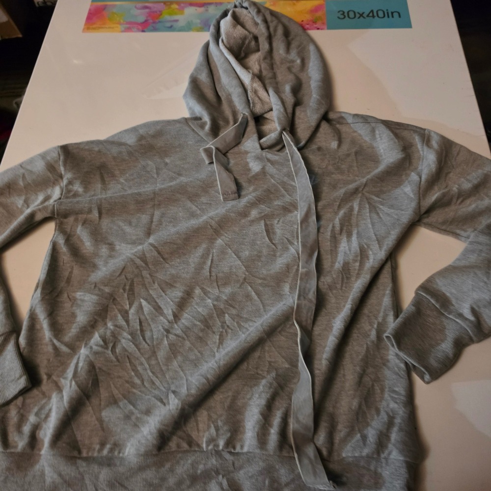 Olivia Sky Womens Gray French Terry Hoodie Sweatshirt Size Medium Pullover